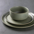 LERATIO Stoneware Dinnerware Sets for 4,Handcarft Ceramic Plates and Bowls Sets,Chip and Scratch Resistant Dishes, Dishwasher & Microwave Safe, Oven safe,Reactive Glaze-Green