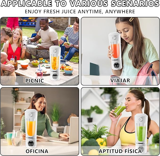 EasySpeed Personal Portable Blender,USB Type-C Rechargeable,700ml Juicer Cup,12 Stainless Steel Blades,4 Gear Modes,1500mAh Battery Capacity,Perfect for Fresh Juice at Home (White)