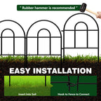 Decorative Garden Fence, 21.67ft(L) x 17in(H) Metal Fencing, 20 Pack, Black, Classic Style, Animal Barrier, Garden Border