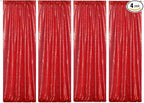 4Pcs 2Ft x 8Ft Red Sequin Backdrop Curtains, Glitter Photography Background, Sequence Xmas Thanksgiving Backdrop (Red, 4 pcs-2ftx8ft)