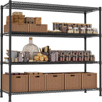 REGILLER 4-Wire Shelf Adjustable Heavy Duty Storage Shelves,Metal Organizer Wire Rack for Laundry Bathroom Kitchen Pantry Closet Garage Shelving(Black,24" Dx59.6 Wx72.2 H)