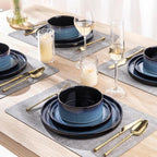 LERATIO Ceramic Dinnerware Sets for 4,Round Reactive Glaze Ceramic Plates and Bowls Set,Highly Chip and Crack Resistant | Dishwasher & Microwave Safe Dishes Set,Service for 4 (12pc)-Blue