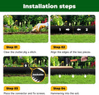 Black Steel Garden Edging with Top Bending Protection Metal Lanscape Edging Steel Garden Lawn Edging 40 inch Strips, Metal Edging for Garden,Lawn,Backyard, 6 Pack (10 inch-180 Degree Bend, Black)