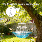 Hanging Solar Bird Bath Fountain - 3 Layers Outdoor Hanging Bird Bath with Solar Fountain, Hanging Bird Bath with Flowing Water for Outdoors Patio Backyard Lawn Garden Decor (Blue)