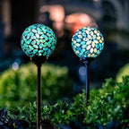 VCUTEKA Solar Lights Outdoor Decorative, Mosaic Solar Garden Light Waterpoof LED Pathway Stake Light for Landscape Lawn Patio Yard Decoration, 2 Pack