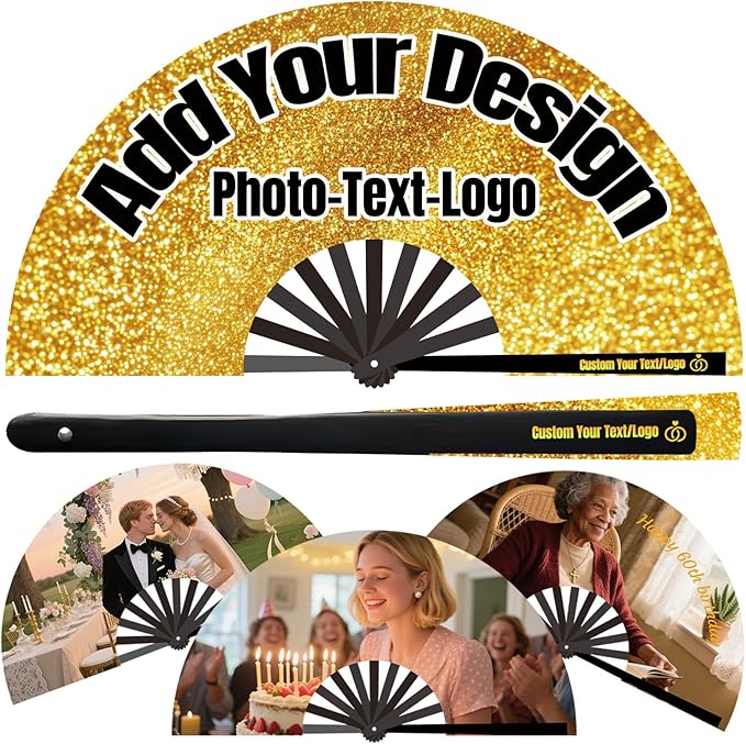 Custom Fans with Your Photo/Text - Personalized Folding Hand Fan for Line Dancing, Weddings, Parties | Decorative Gift for Women, Church Events & Dance Performances (30, 10 Inch)