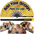 Custom Fans with Your Photo/Text - Personalized Folding Hand Fan for Line Dancing, Weddings, Parties | Decorative Gift for Women, Church Events & Dance Performances (120, 13 Inch)