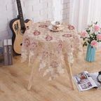 Round Embroidered Lace Tablecloth Vintage Decorative Exquisite Border Table Cover for Party Wedding Home Decorations, Round-60, Red