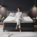 COOLMI Full Size Mattress, 12 Inch Hybrid Memory Foam Mattress in a Box, Pressure Relief for Back Support, Medium Firm, Individually Pocket Springs, 100-Night Trial & CertiPUR-US Certified, Grey Full