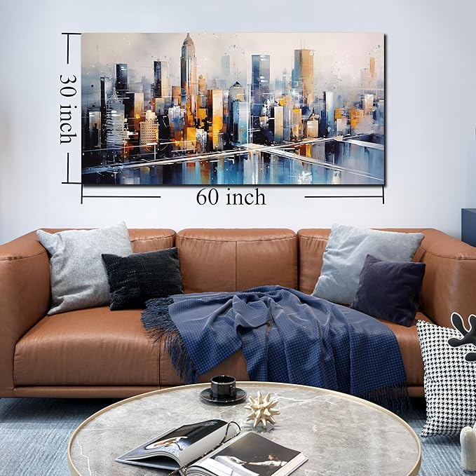 Large Canvas Wall Art Modern Living Room Bedroom Home Office Wall Decor City Landscape Painting Framed Canvas Prints Ready to Hang Size 30x60