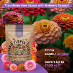 Zinnia Seeds Pack 4 oz - Over 15,300 Non-GMO Heirloom Zinnia Seeds for Planting, Annual Flowers in Individual Seed Packet for Planting Home Garden Indoor & Outdoor Gardening