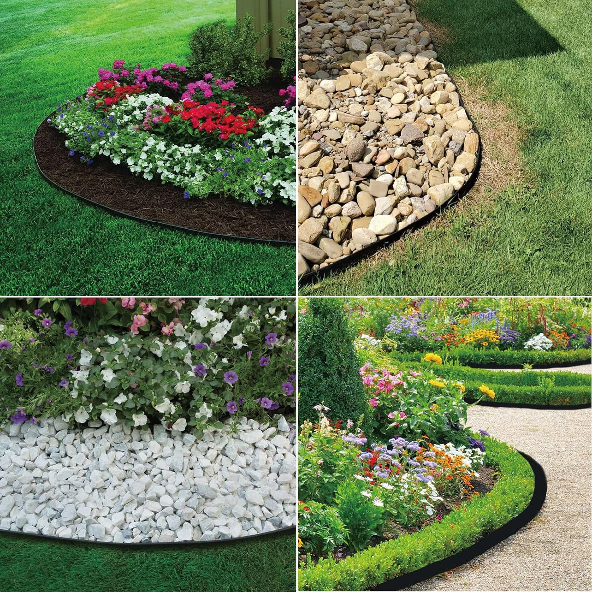 Landscape Edging 33FT, Garden Edging (4IN High) with 30pcs Spikes, Plastic Lawn Edging Flexible for Garden Flower Beds Tree Surrounds Yard Pathway, Black