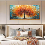 Framed Canvas Wall Art for Living Room Bedroom Office Large Tree of Life Wall Art Orange Tree Picture Modern Canvas Prints Decor Size 29x59