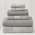 Modern Threads 6-Piece 100% Combed Cotton Yarn Dyed Cobblestone Jacquard Towel Set Silver