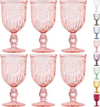 Yungala Pink Wine Glasses, set of 6 pink goblets handcrafted from pink glass (not painted or coated) ensuring your glassware is dishwasher safe and the color won't peel or chip.