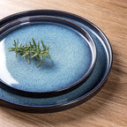 LERATIO Ceramic Dinnerware Sets for 4,Round Reactive Glaze Ceramic Plates and Bowls Set,Highly Chip and Crack Resistant | Dishwasher & Microwave Safe Dishes Set,Service for 4 (12pc)-Blue