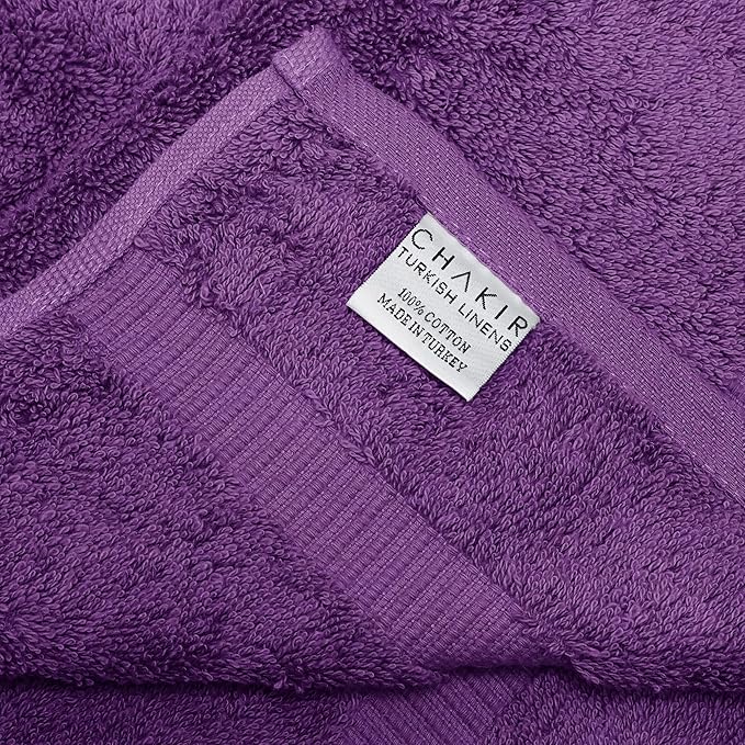 Chakir Turkish Linens 100% Cotton Premium Turkish Towels for Bathroom, 2 Large Bath Towels, 2 Hand Towels, 2 Washcloths (6-Piece Towel Set, Eggplant)
