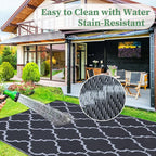 Ogrmar 6x9 FT Reversible Mats, Outdoor Rug for Patio Clearance, Waterproof Carpet, Plastic Straw Rug for Indoor Outdoor, Floor Mat&Rug for RV Porch Camping Backyard Deck Balcony Beach Trailer (Black)