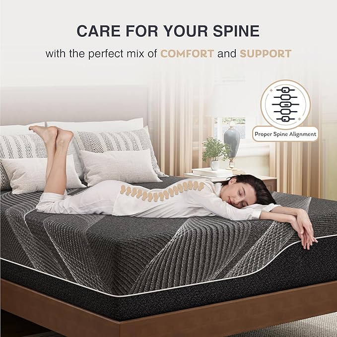 Queen Mattress 14 Inch Charcoal Memory Foam in a Box, CertiPUR-US Certified, Fiberglass Free, Gel Double Mattress, Made in The USA of US Foam, 80" × 60" × 14", Medium