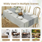 puredown® Rustic Square Tablecloth, Waterproof Cotton Linen Tablecloth with Tassel, Wrinkle Free Farmhouse Table Cloths for Kitchen Dining Outdoor, 55"x55",4 Seats, Gray