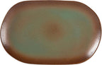 Bloomhouse Palermo Sun 2 Piece Serving Bowl and Oval Platter Stoneware Reactive Glaze Serveware Set - Cardamom Green