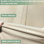 Gasadar Patio Furniture Cover Set, 4 Piece Outdoor Furniture Cover Waterproof, 600D Heavy Duty Lawn Patio Set Covers