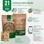 21 Culinary Herb Seeds Variety Pack - Heirloom, Non-GMO, Herb Seeds for Planting Outdoor and Indoor - Home Gardening. Over 11,400+ Seeds Including Rosemary, Thyme, Oregano, Mint, Basil, Parsley & More