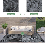 GENIMO Outdoor Rug 9' x 12' Waterproof for Patio Clearance, Reversible Plastic Straw Camping Carpet, Lightweight Mats for Rv, Backyard, Deck, Porch, Picnic, Beach, Balcony, Mix-Black & Gray