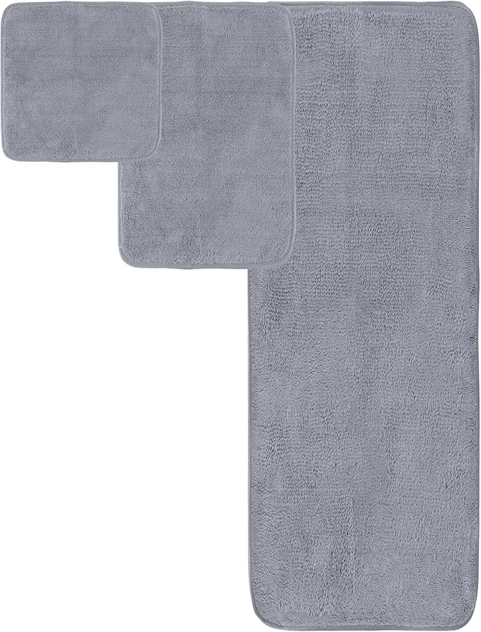 POLYTE Oversize, 60 x 30 in., Quick Dry Lint Free Microfiber Bath Towel Set, 6 Piece (Gray)