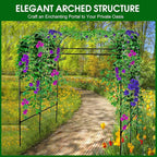 Garden Arch Trellis for Climbing Plants Outdoor, Grape Vine Tomato Bean U Frame Plant Vegetable Support, Cucumber Pergola for Backyard, Black
