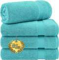 Cotton Paradise 4 Piece Turkish Bath Towels for Bathroom, 100% Cotton Extra Large Soft Plush Towels Bathroom Set, Turquoise