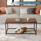 SAYGOER Coffee Table Simple Modern Rectangular Center Table Open Space Minimalist for Living Room Home Office Industrial Cocktail Tables, 39.37 x 19.69 x 17.72, Dark Walnut