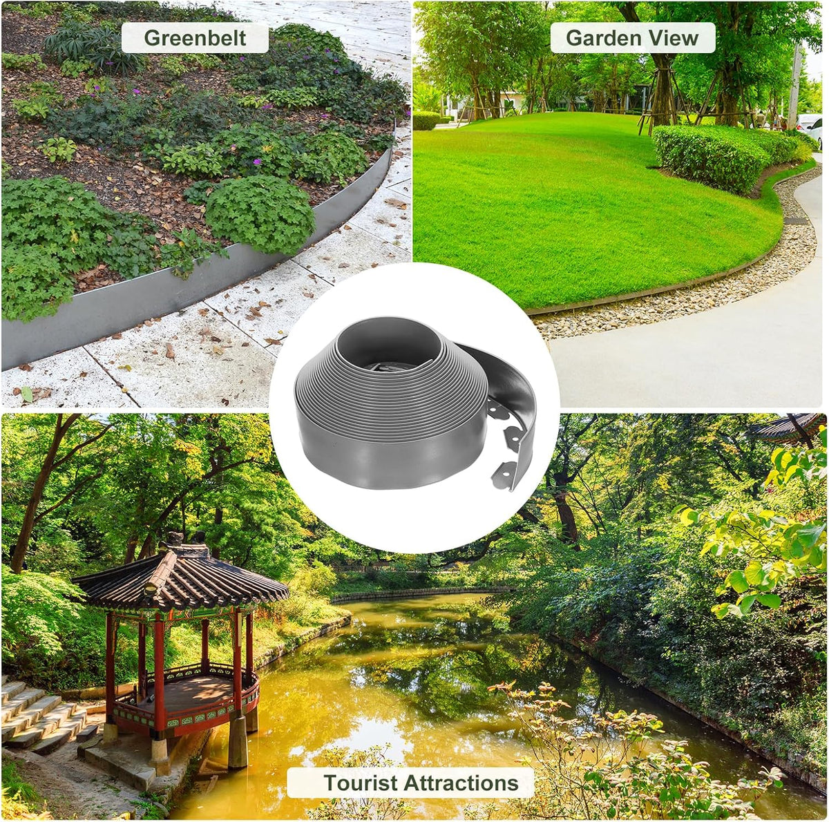 uxcell Landscape Edging, 1Pcs 66FT x 3.94" - No Dig Garden Edging Kit with 60 Stakes, Landscape Edging Border for Garden Lawn Flower Bed Yard Grass (Grey)