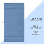 Chakir Turkish Linens | Hotel & Spa Quality 100% Cotton Premium Turkish Towels | Soft & Absorbent (4-Piece Bath Towels, Wedgewood)