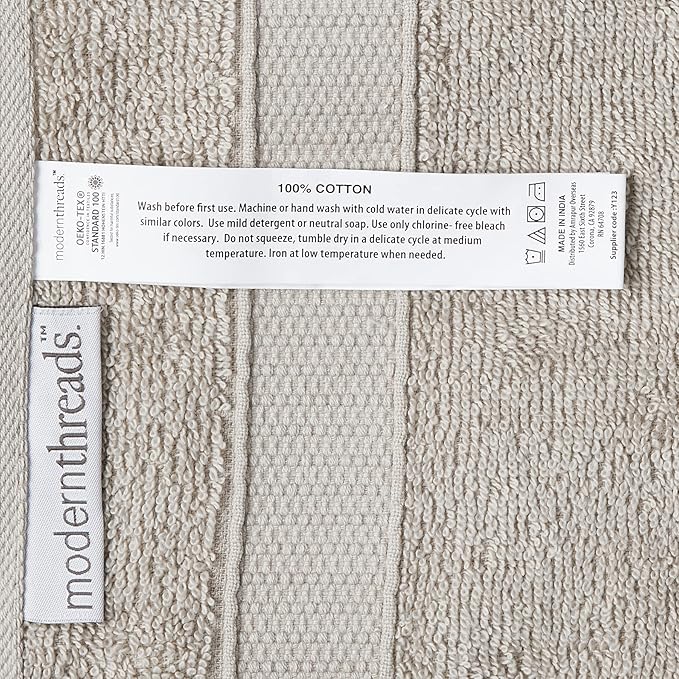 Modern Threads 6-Piece 100% Combed Cotton Yarn Dyed Cobblestone Jacquard Towel Set Charcoal