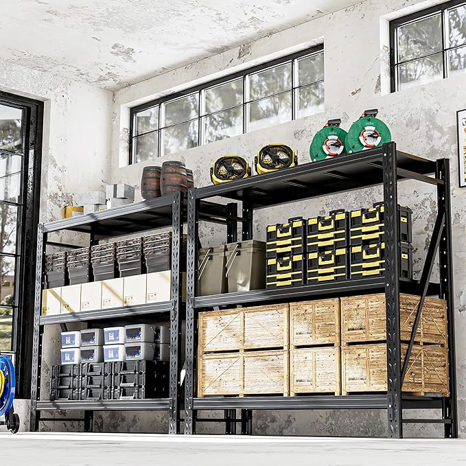 Heavy Duty Garage Shelves – Metal Shelving Unit with Adjustable 3-Tier Storage Shelves for Garage Organization, Industrial Shelving Rack for Heavy Duty Storage Needs16 D x50 W x48 H