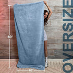 TEXTILOM 100% Turkish Cotton Oversized Luxury Bath Sheets, Jumbo & Extra Large Bath Towels Sheet for Bathroom and Shower with Maximum Softness & Absorbent (40 x 80 inches)- Mid Blue