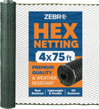 Zebro Plastic Chicken Wire Fence – Flexible Poultry Netting & Garden Fence for Chicken Coops, Rabbits, Pet Enclosures & Landscaping – Weatherproof & Rust-Free - 4' x 75' Green