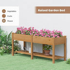 FILWH Raised Garden Bed with Legs Elevated Wooden Planter Box Stand Large Planter Stand Box for Fruits Vegetables Flowers with Divider with Bag- 72 * 24 * 30.5IN（Brown）
