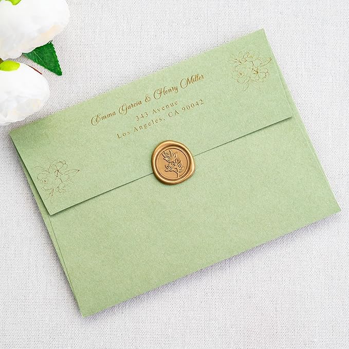 PONATIA 50 Pieces 5x7 Envelopes, A7 Envelopes Self Seal for Weddings, Invitation Cards, Photos, Postcards, Greeting Cards Mailing, Baby Shower, Graduation, Christmas Gift Cards (Sage Green)