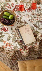 ISAENNE Designer Bohemian Linen Round Table Cloth,Colorful Floral Pattern Tablecloth,Wrinkle Resistant Decorative Tablecloths for Dining Thanksgiving Kitchen Party,Diameter 67"-Grace A