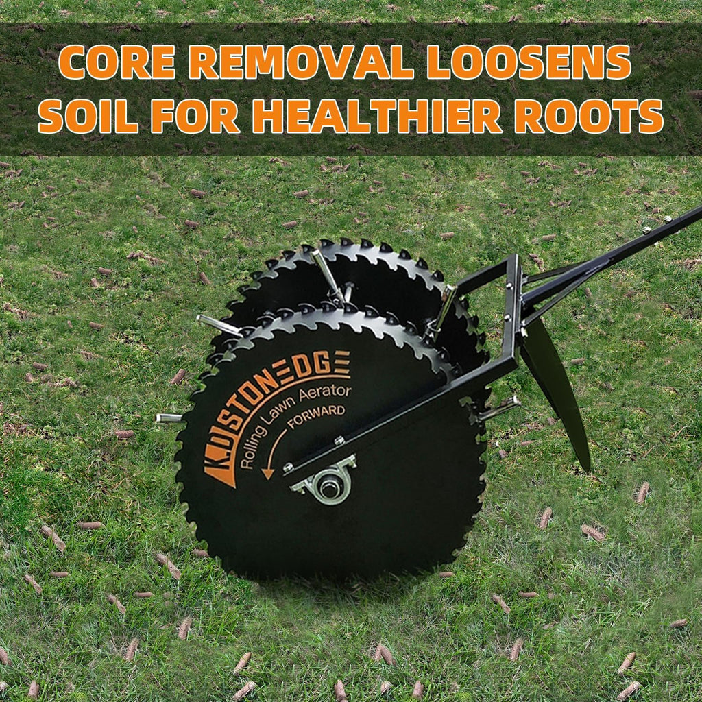 Patented Rolling Lawn Coring Aerator Yard Grass Pulling Plugs Manual Aeration Tool Push Roller Rotary Compacted Garden Soil Loosening