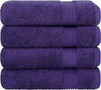 Cotton Paradise 4 Piece Turkish Bath Towels for Bathroom, 100% Cotton Extra Large Soft Plush Towels Bathroom Set, Purple