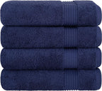 Cotton Paradise 4 Piece Turkish Bath Towels for Bathroom, 100% Cotton Extra Large Soft Plush Towels Bathroom Set, Navy Blue
