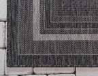 Unique Loom Outdoor Border Collection Area Rug - Soft Border (8' x 11' 4" Rectangle Black/Ivory)