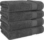 Cotton Paradise 4 Piece Turkish Bath Towels for Bathroom, Extra Large Soft Plush Towels Bathroom Set, Dark Gray