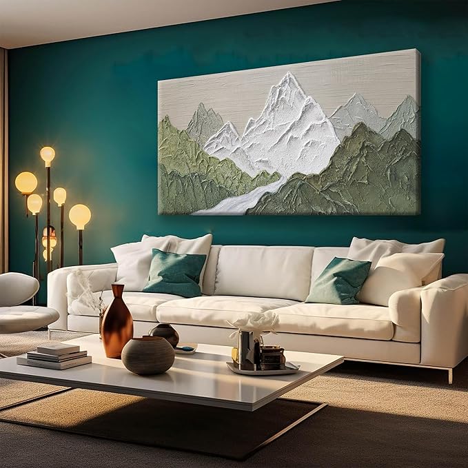 YISXINOAG Mountain Wall Art For Bedroom Office Decor Abstract Mountain Forest Landscapes Green Wall Art Painting Canvas Art Wall Decor Prints Ready To Hang Wall Pictures Home 20×40 Inch