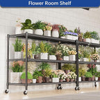 REGILLER 3-Wire Shelf Adjustable Heavy Duty Storage Shelves,Metal Organizer Wire Rack for Laundry Bathroom Kitchen Pantry Closet Garage Shelving with Wheel(Black,24" Dx59.6 Wx47.6 H)