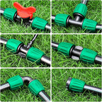 JAYEE 22 Pcs Drip Irrigation Fittings Kit for 1/2 In Tubing, Drip Line Parts for Sprinkler System - 5 Tees, 5 Couplings, 3 Elbows, 3 Barbed Lock T Connectors, 4 End Closure Plugs, 2 Switch Valves