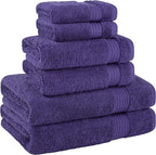 Cotton Paradise 6 Piece Towel Set, 100% Cotton Soft Absorbent Turkish Towels for Bathroom, 2 Bath Towels 2 Hand Towels 2 Washcloths, Purple Towel Set
